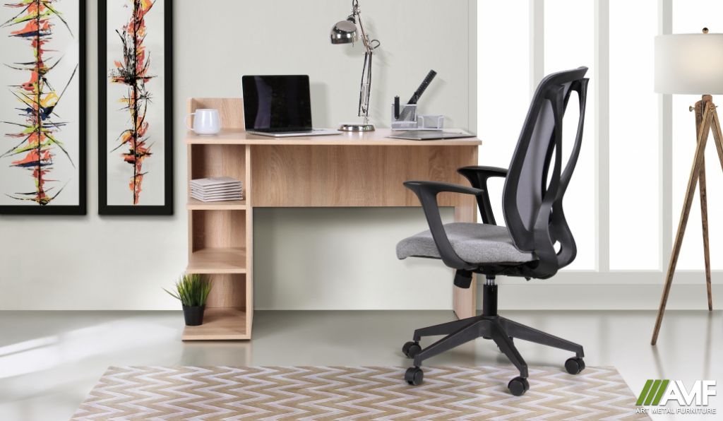 Домашній кабінет стіл Eko EK-103 + крісло Nickel Black Сірий