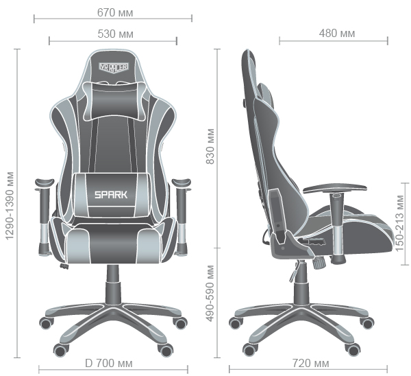 Характеристики Кресло VR Racer Spark Blue