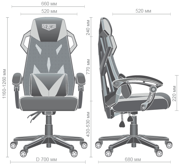 Характеристики Кресло VR Racer Radical Brooks черный/белый