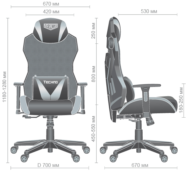 Характеристики Кресло VR Racer Techno Soul черный/синий