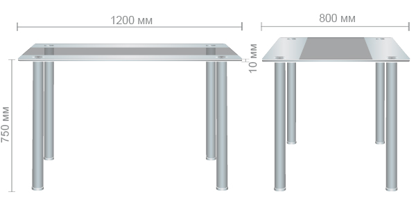 Характеристики Стол Аттика База алюм/Стекло прозрачное белая полоса