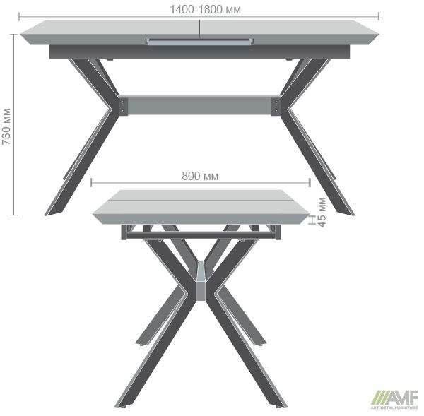 Характеристики Стол обеденный раскладной Jackson черный/МДФ бетон